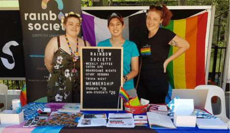 Members of the Griffith Rainbow Society advertising at their stall.