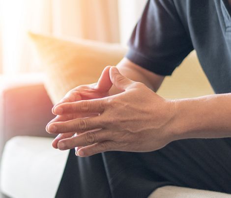 Person hands held together