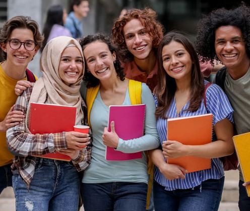 group of smiling students