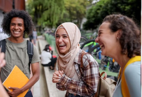 group of students laughing